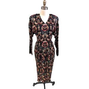 VTG Dennis Goldsmith Batwing Dress Ultra 80s 100% Silk Sz 10 /M NWOT Goldbergs